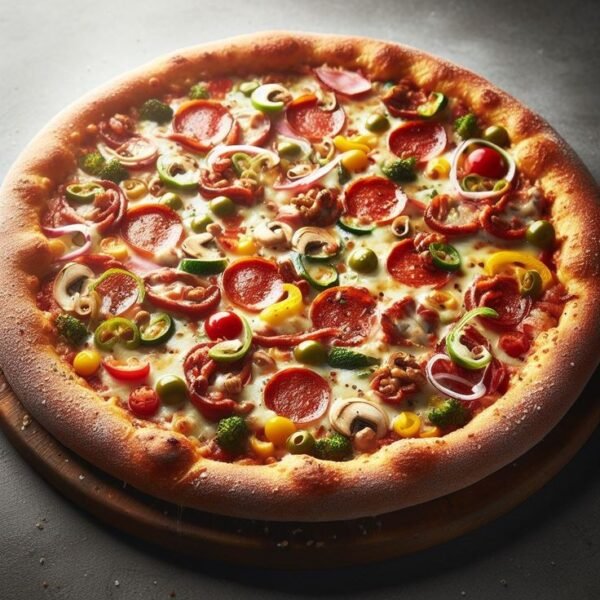 Lover Bite Pizza (onion, capsicum, mushrooms, and corn)